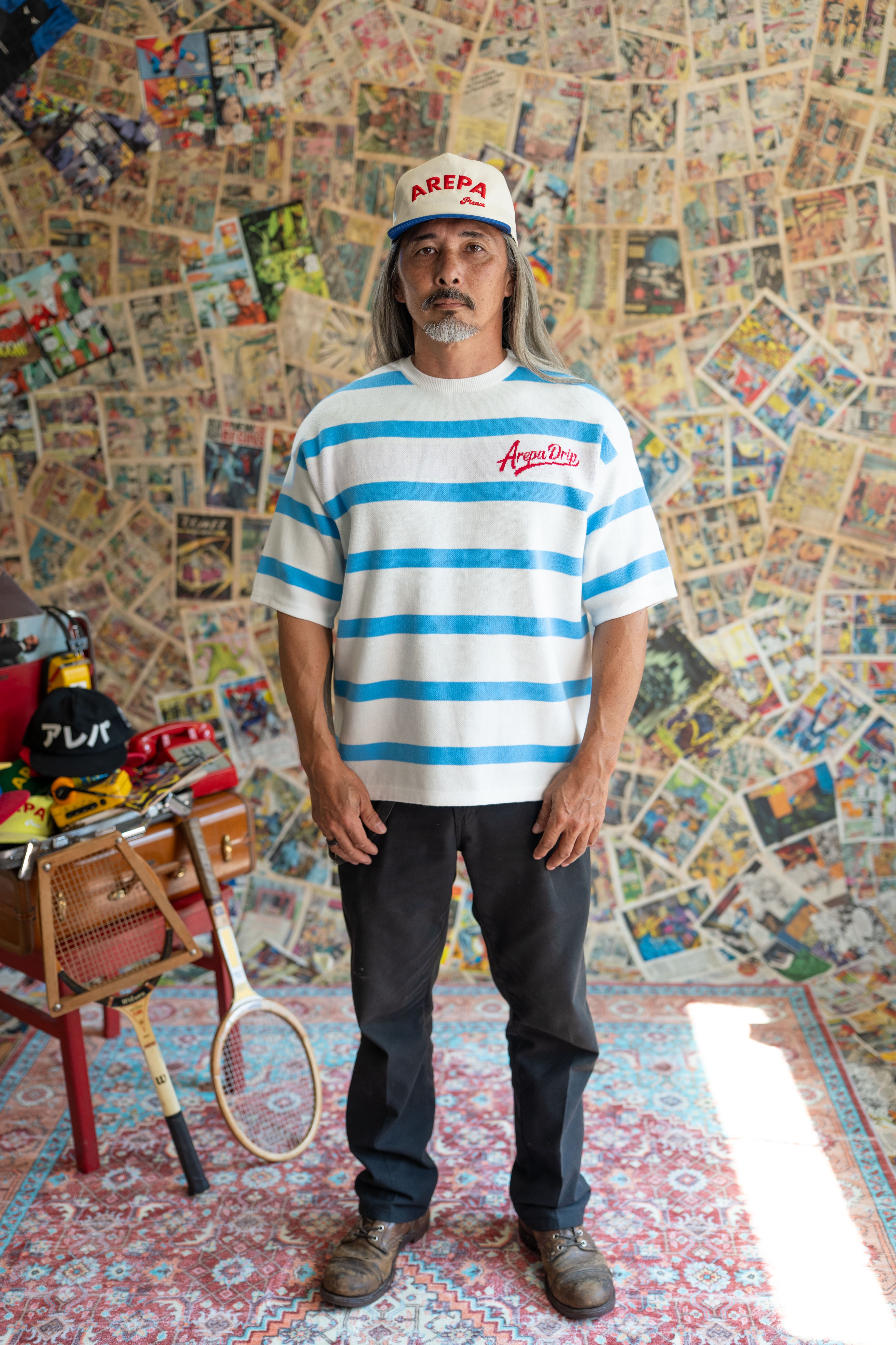 Marina Knit Shirt — Striped Short-Sleeve Knit Sweater | Arepa Drip